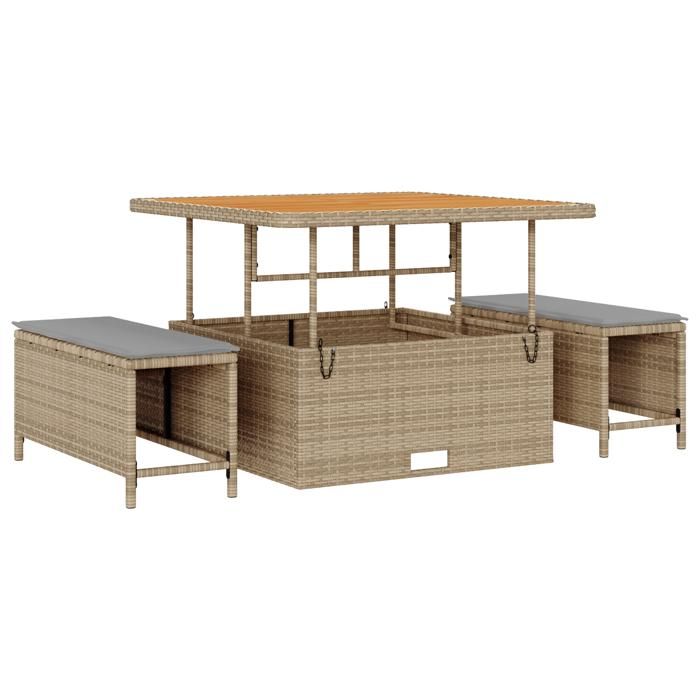 Ensemble de Canapés de Jardin de 11 pièces avec Coussins Beige en Rattan Synthétique Acacia 3363287