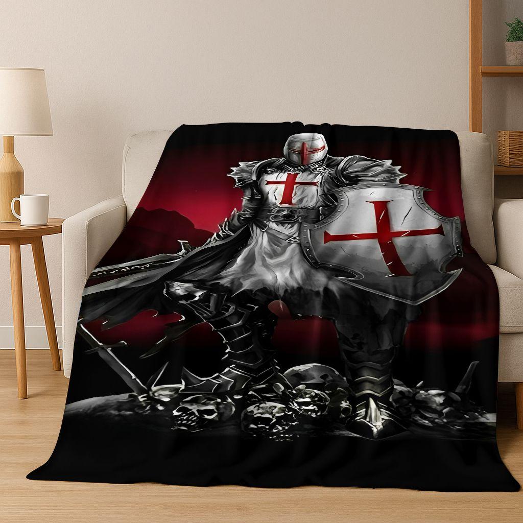 Templar Blood Knight Honor Holy Crusader Cartoon Flannel Blanket,Cozy Soft Throw Blanket for Home Bedroom Bed Sofa Cover Gift