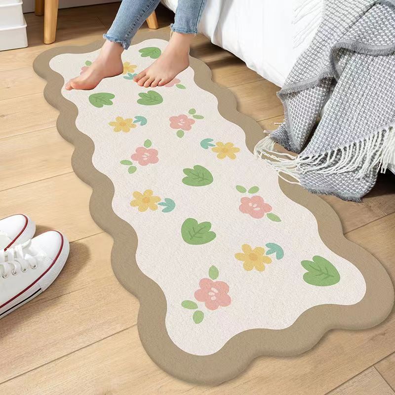 Ins Flowers Bedroom Carpet Small Fresh Bath Mats Soft Floor Rugs Home Entrance Toilet Bathroom Door Absorbent Non-Slip Foot Pad