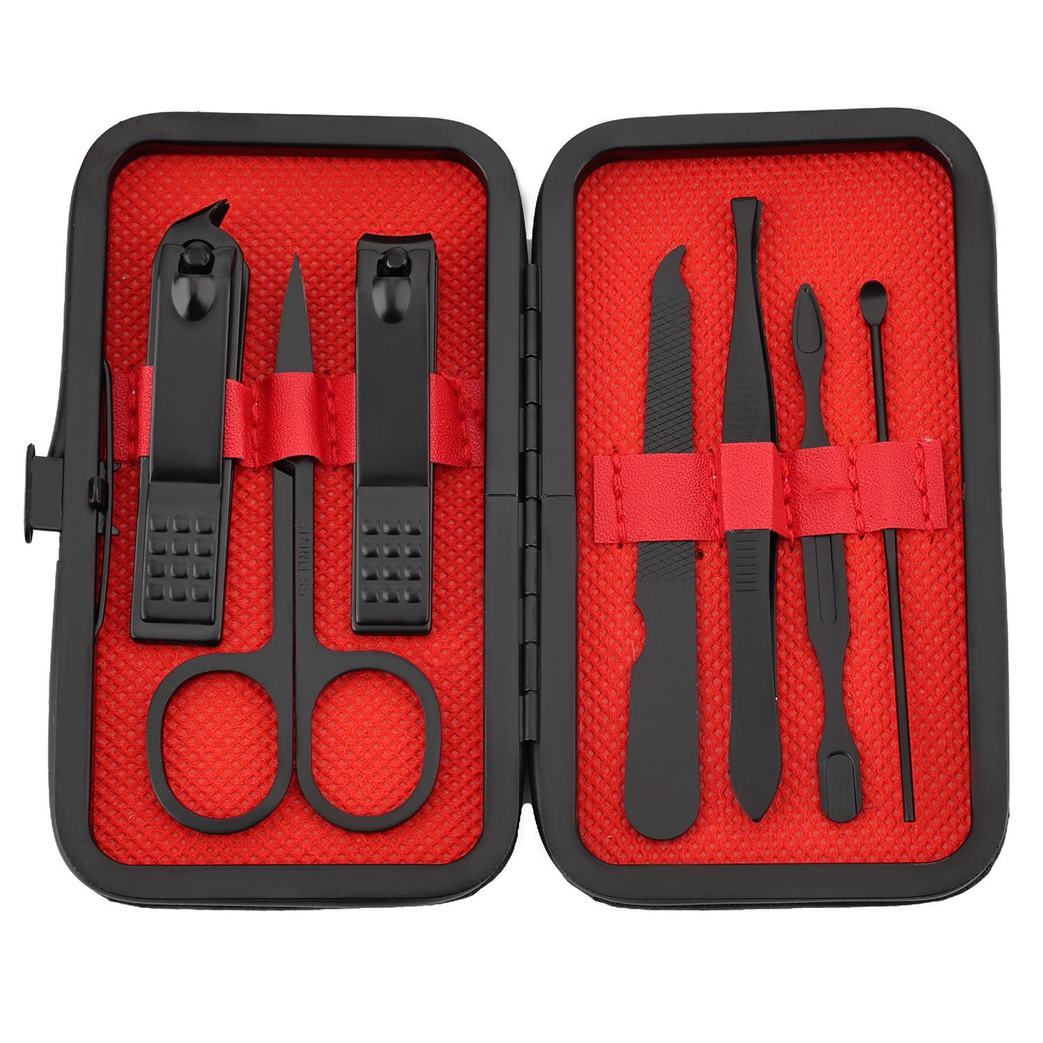 

24-Piece Black Stainless Steel Nail Care Set: Clippers, Ear Pick, Cuticle Nipper, Pedicure & Manicure Tools.