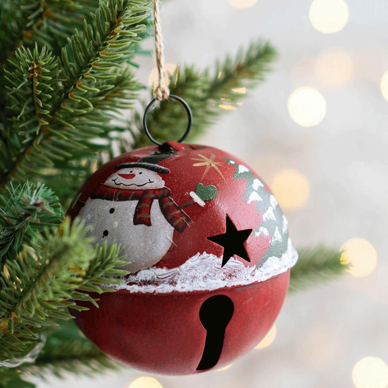 1PC Santa Claus Bell Decoration Xmas Tree Ornaments Vintage Iron Pendant Creative Elk Snowman Hanging Ornament Christmas Bells