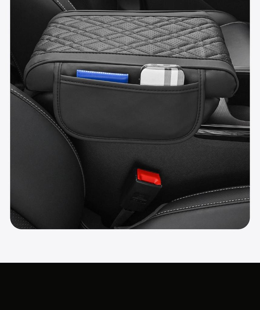 Breathable Car Armrest Heightening Pad with Multifunctional Storage and Protective Cover