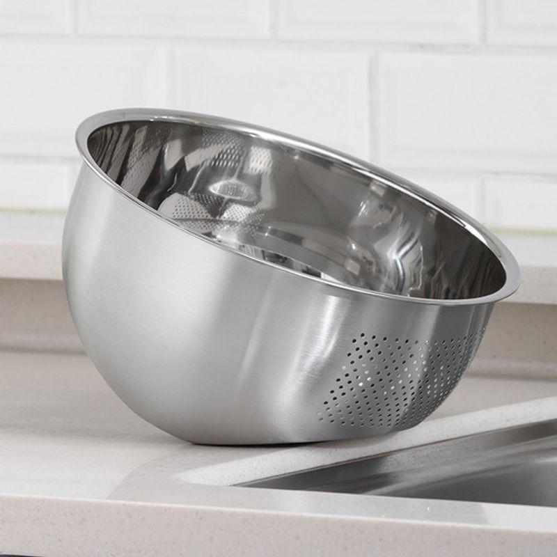 Wiedergeboren. J Hanaro Edelstahl 304 Reiswaschschüssel L 26cm / Mehrzweck-Mischschüssel Perforiertes Abtropfsieb