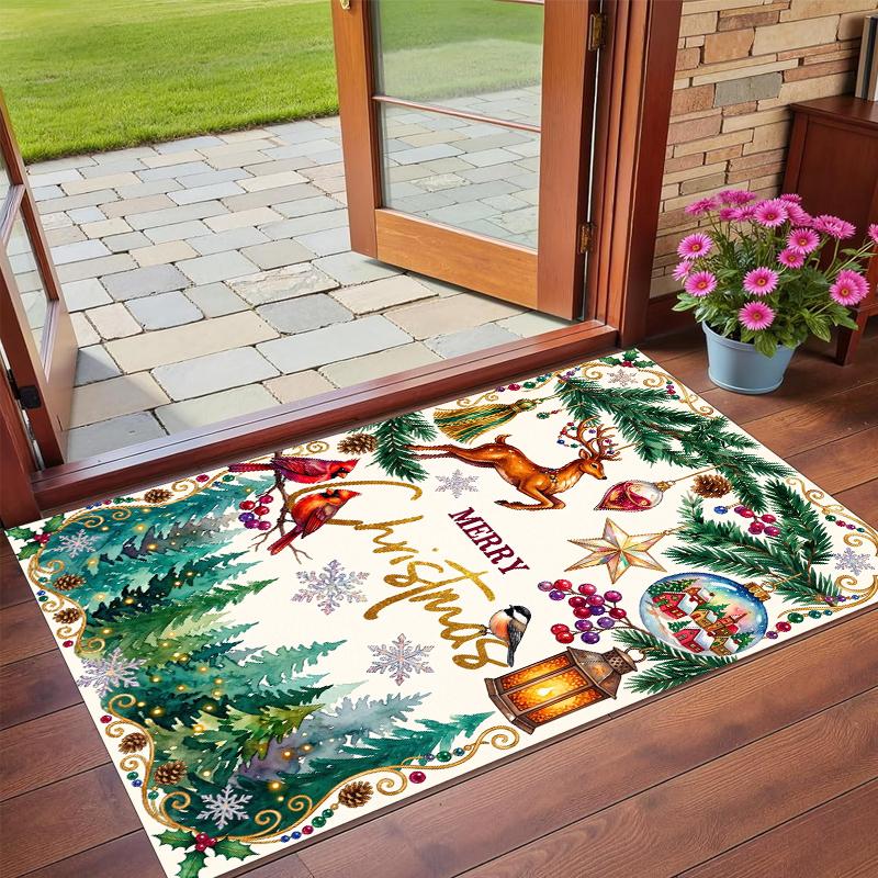 Christmas Printed Square Area Rug Soft Non Slip Floor Carpet For Bedroom Holiday Gift
