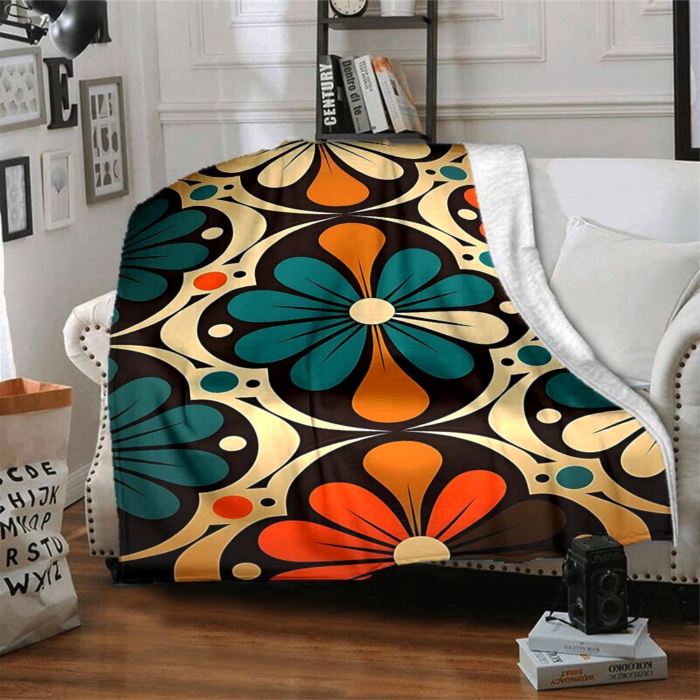 1pc Floral Pattern Blanket, Lightweight Flannel Throw Blanket for Sofa, Bed, Travel, Camping, Living Room, Office, Couch, Chair, and Bed