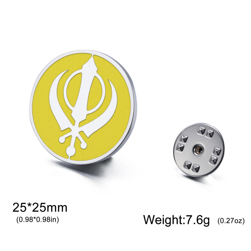 India Sikh Khanda Symbol Brooch For Women Men Stainless Steel Pins Religious Badge Accessories Spiritual Amulet Jewelry Gifts