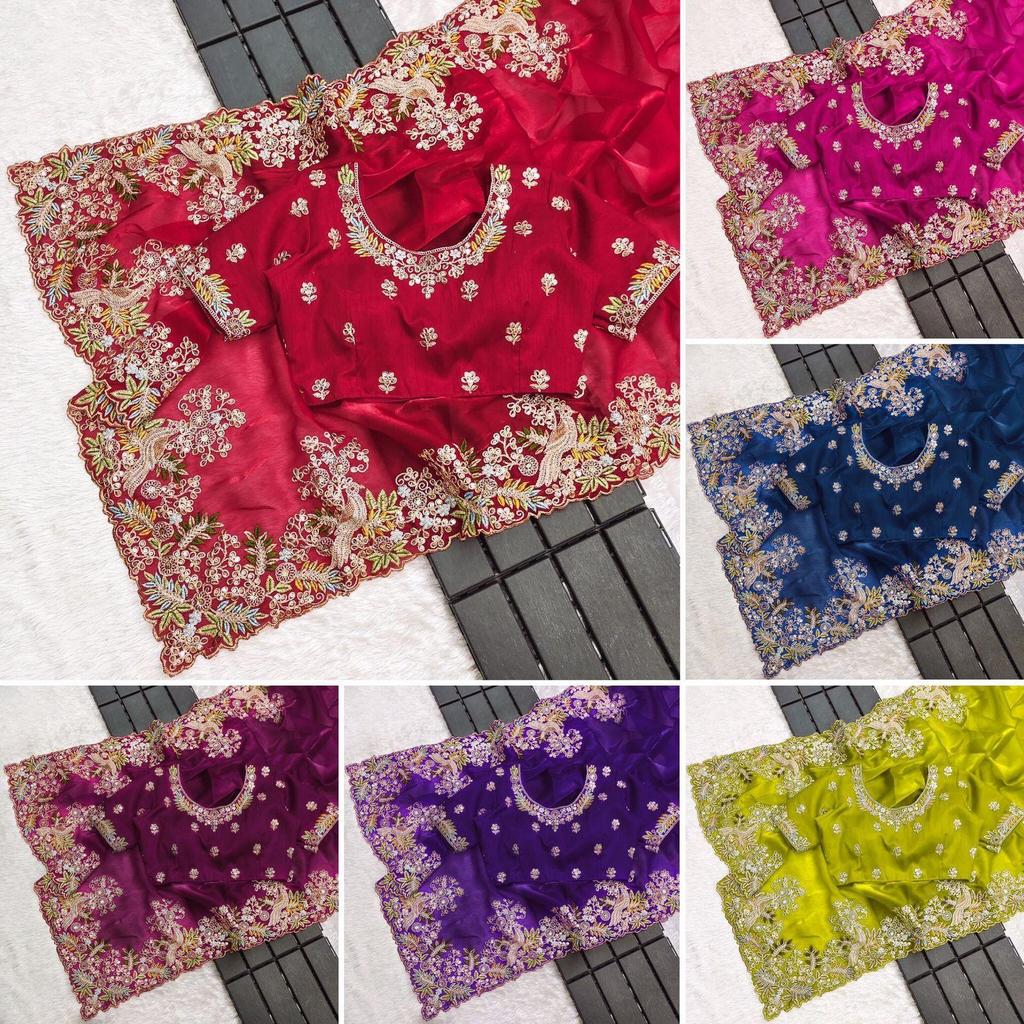 Soie pure avec broderie à séquence codée et belle bordure coupée en arc, couleur:-6