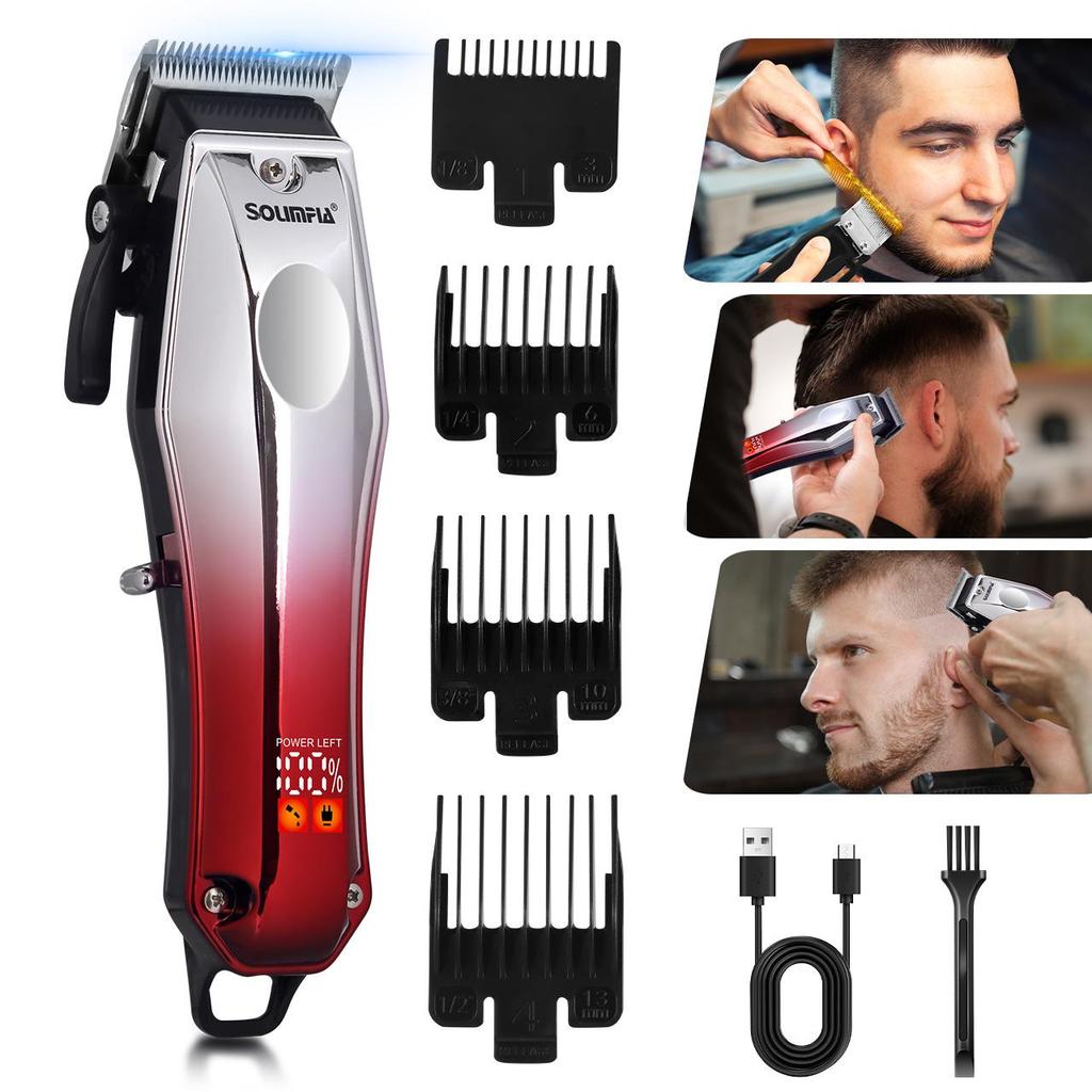 Professional Hair Clipper Mens Adjustable Length Hair Trimmer Corded Hair Cutting Kit for Home Use Red/Blue