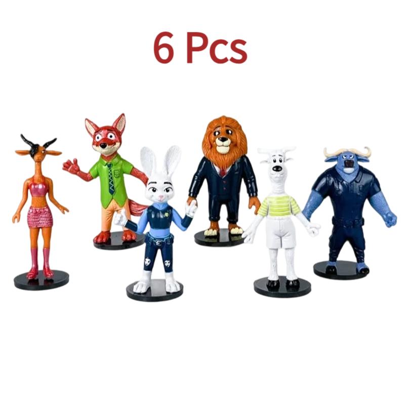 Новый набор из 6 шт. Фигурки животных из мультфильма «Зверополис» Кролик Джуди Хопс Лис Ник Уайлд Фильмовые Фигурки для Коллекции Детский Подарок