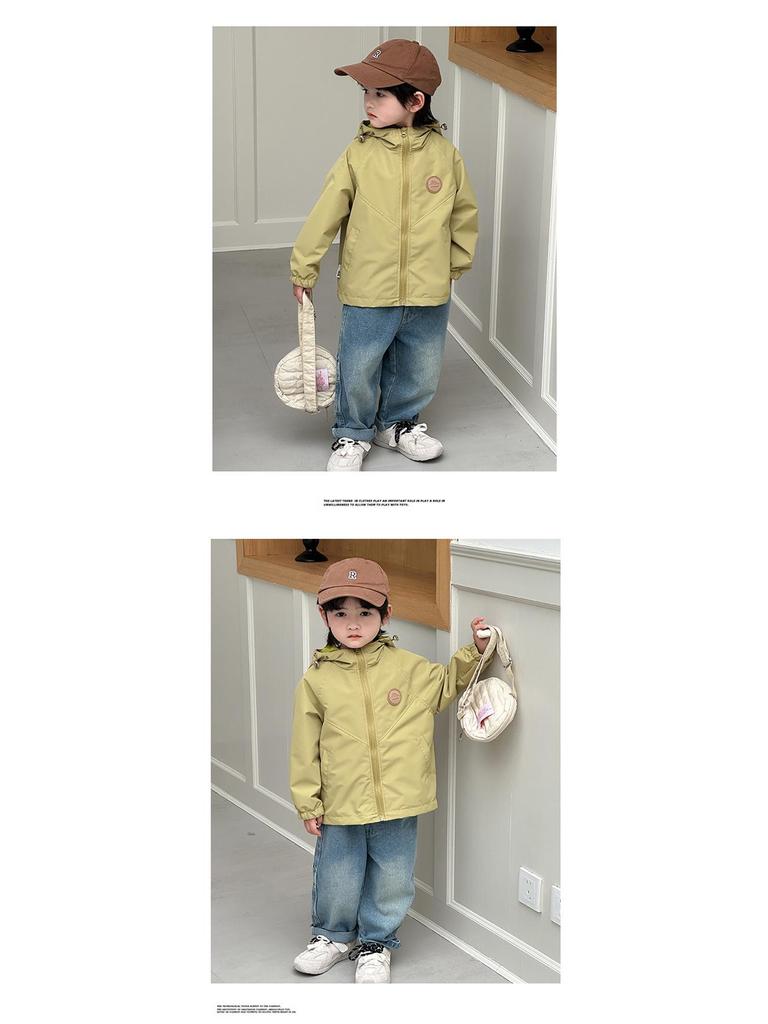 Herbst 2025 Kapuzenjacke: Trendiger Windbreaker für Jungen, kleine und mittlere Größen, lässige Oberbekleidung