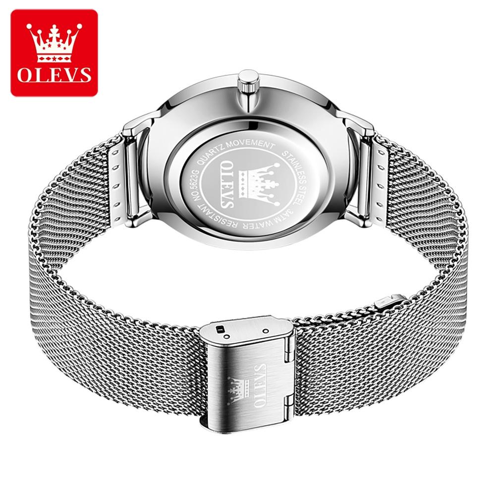 OLEVS Herrenuhr Minimalismus Ultradünne Original Quarz Armbanduhr Wasserdicht Leuchtend Mesh Armband Datum Uhr Geschenke