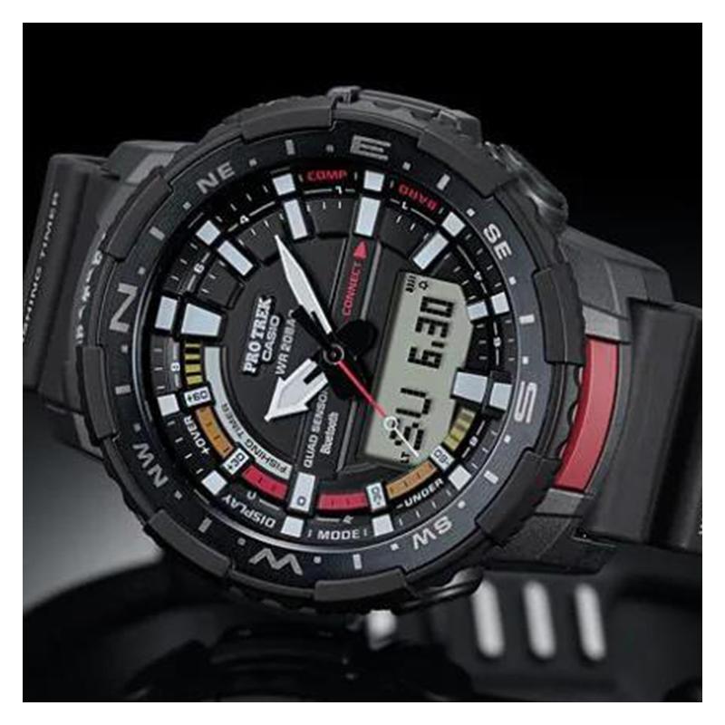 Casio PRO TREK Series-PRT Intelligent Air Pressure Altitude Information Outdoor Quad Sensor Dual LED Lights Quartz Movement Resin Strap PRT-B70-1PRD