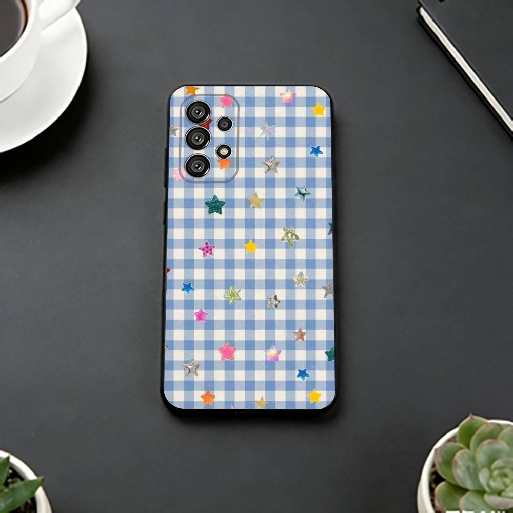 

L-light blue stripeds Phone Case For Samsung S25,S24,S21,S22,S23,S30,Ultra,S20,Plus,Fe,Lite,Note,10,Black Cover Samsung S24fe