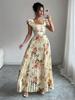 Women's Rose Print Flutter Sleeve Cinched Waist Dress, Casual Spring/Summer Wear
