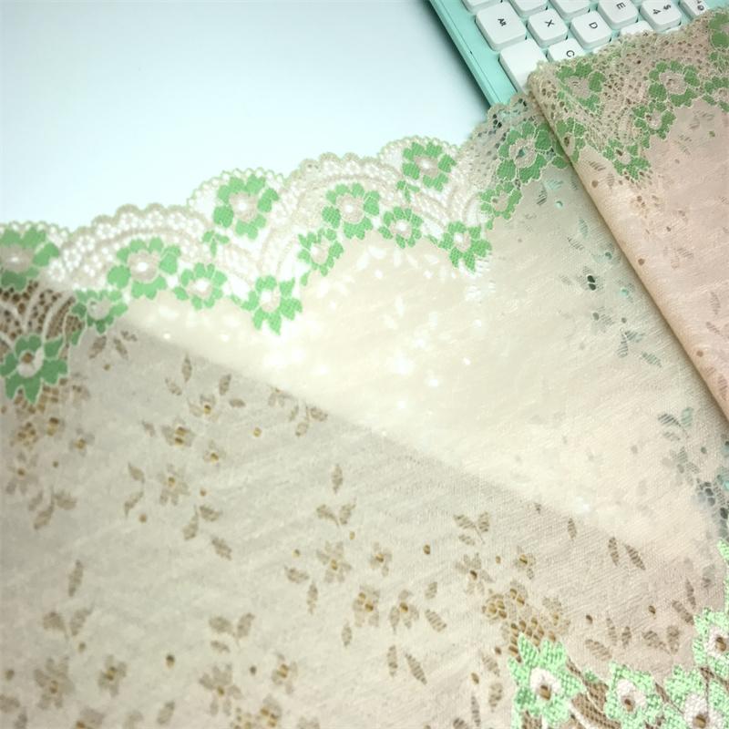 ( 3 Colors) 23.5cm wide Elastic Lace, Two-tone Stretch Spandex Textile Lace Fabric for Lingerie, Bra, Underwear, Garment, Sewing & Crafting