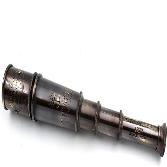 1920 Ship Captain's Working Telescope with Wooden Box  Brass Made Spyglass  Glass Optics Pirate's Instrument  Brass Maritime  Telescope,
