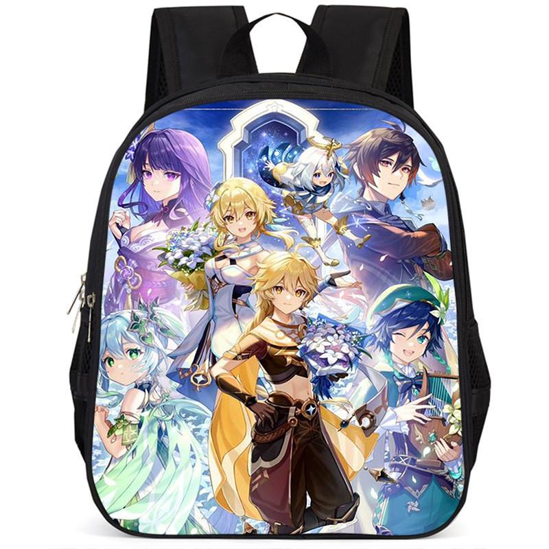 Genshin Impact 15 Inch Large Capacity Lightweight Oxford School Backpack For Kids