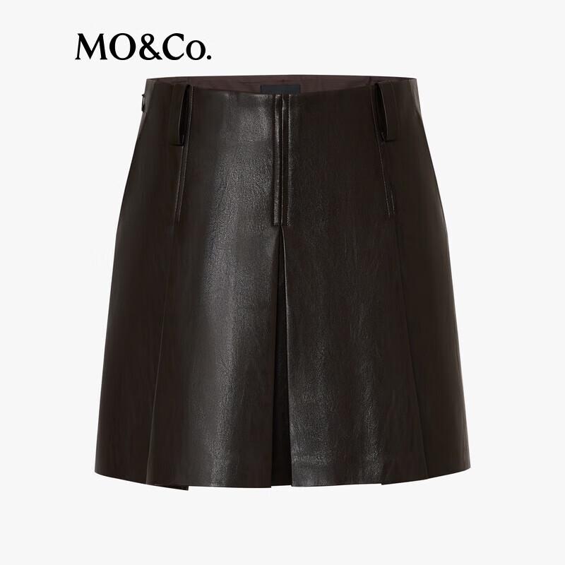 MO&Co. Retro Faux Leather High-Waist Pleated Mini Skirt