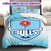 Rugby Club The Bulls Pattern Bedding,Quilt Set Quilt Cover Pillowcase Home Birthday Gift (1*duvet cover+2*pillowcase,without core)