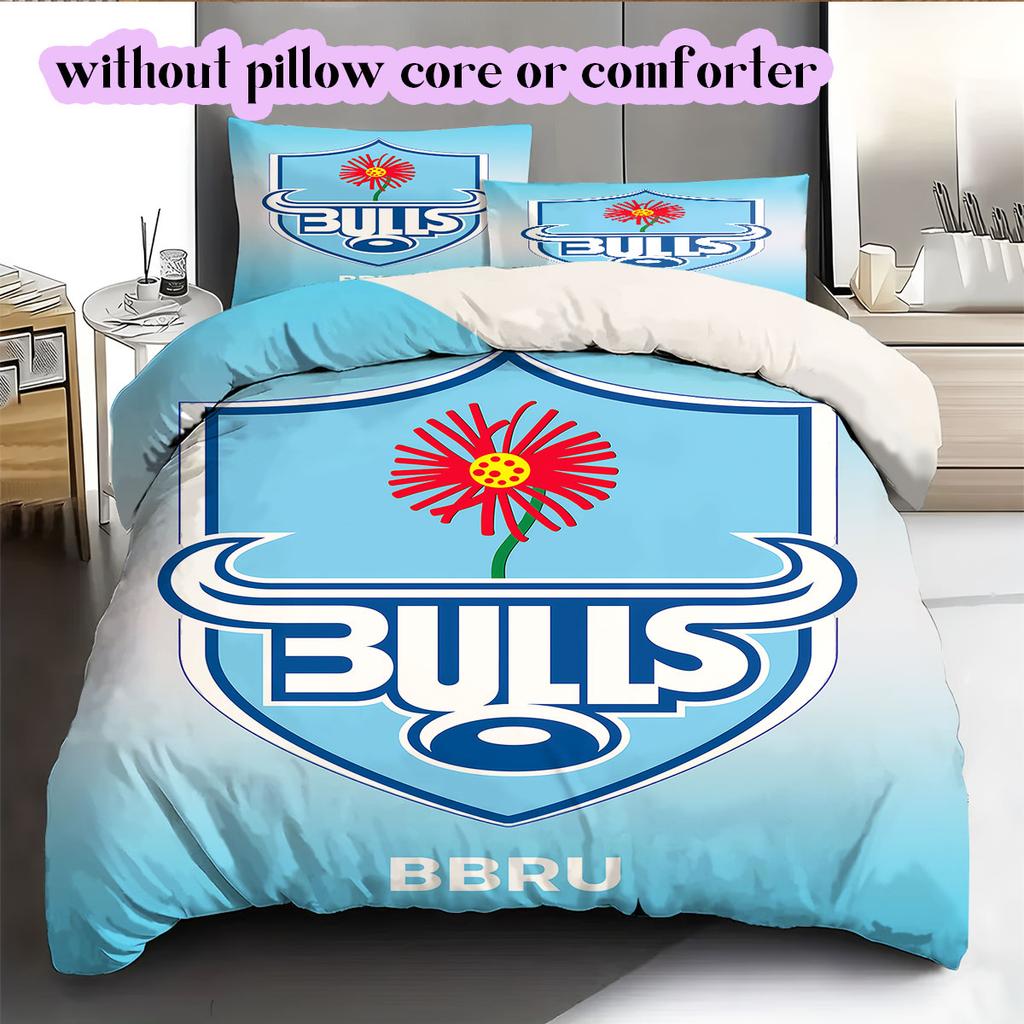 Rugby Club The Bulls Pattern Bedding,Quilt Set Quilt Cover Pillowcase Home Birthday Gift (1*duvet cover+2*pillowcase,without core)