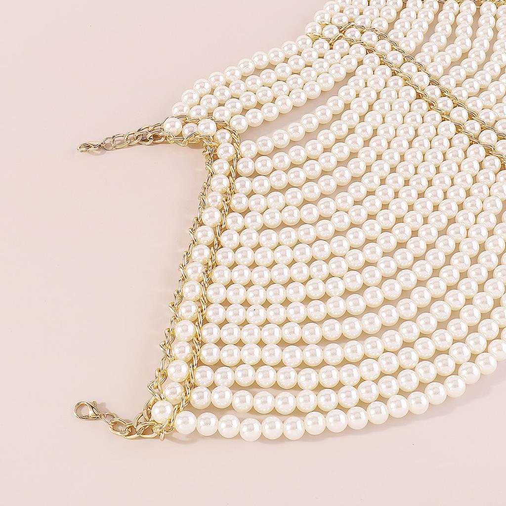Heavy-duty Exaggerated Multi-layer Pearl Body Chain Fashion Retro Temperament Hollow Shawl Dress Accessories