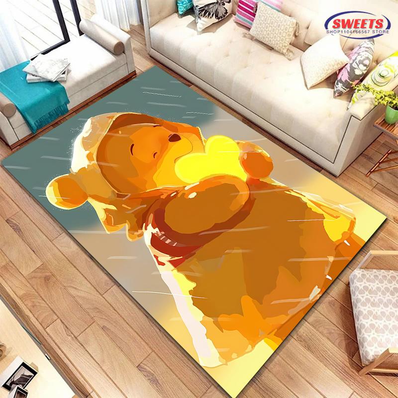 Schattig en Grappig Winnie de Poeh Cartoon Tapijt Slaapkamer Woonkamer Bank Kantoor Vloerkleden, Vier Seizoenen Mat, Duurzaam Antislip Tapijt Cadeaus