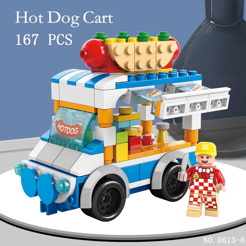 208pcs Mini City Street View Building Blocks McDonald's House Model Building Blocks Compatible with Children's Educational Toys