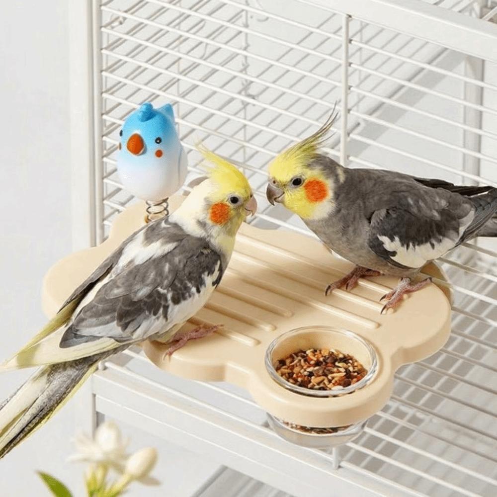 Rectangle Parrot Perch Stand Anti Slip Hanging Feeding Platform Cage Accessories