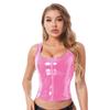 Women's Sexy Clubwear Patent Leather Tank Tops Fashion Wet Look Sleeveless Crop Tank Tops Vest