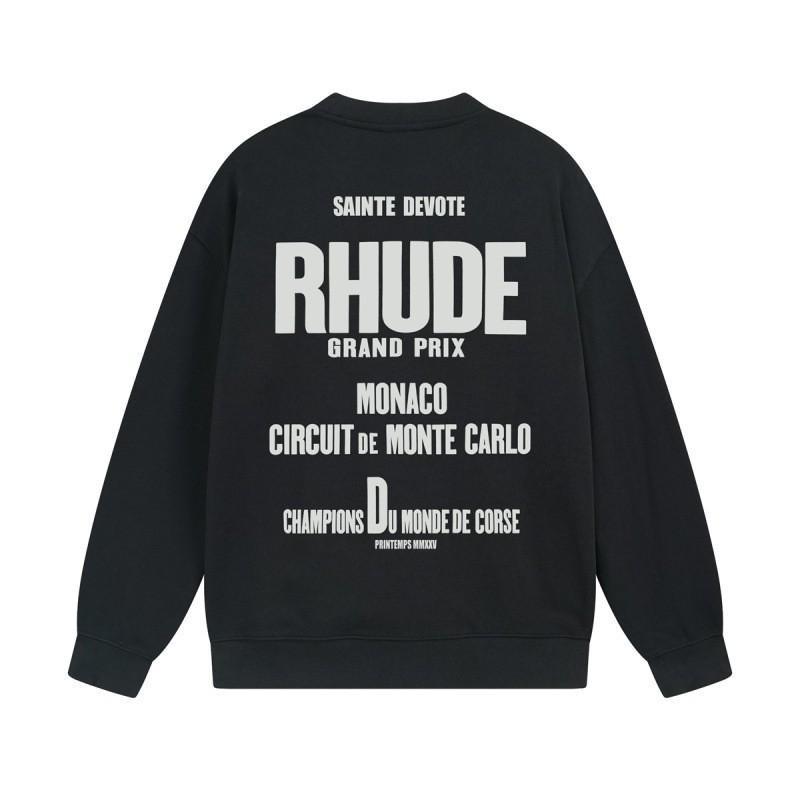 Rhude Vintage Letter Print Oversized Hoodie Men Women Casual Streetwear Sweatshirt