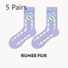 5 Pairs of Women's Spring Sports Street Mesh Style Mid Tube Socks