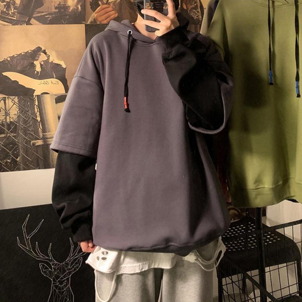 Two-piece Sweatshirt Men's Hooded Autumn Winter Trendy Ins Hip Hop Top Oversize Niche High Street Jacket Coat