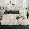 Solid Color Soft Duvet Cover Set Skin Friendly Washable Cotton Queen Bedding Set with Comforter Cover Bed Sheet and Pillowcases