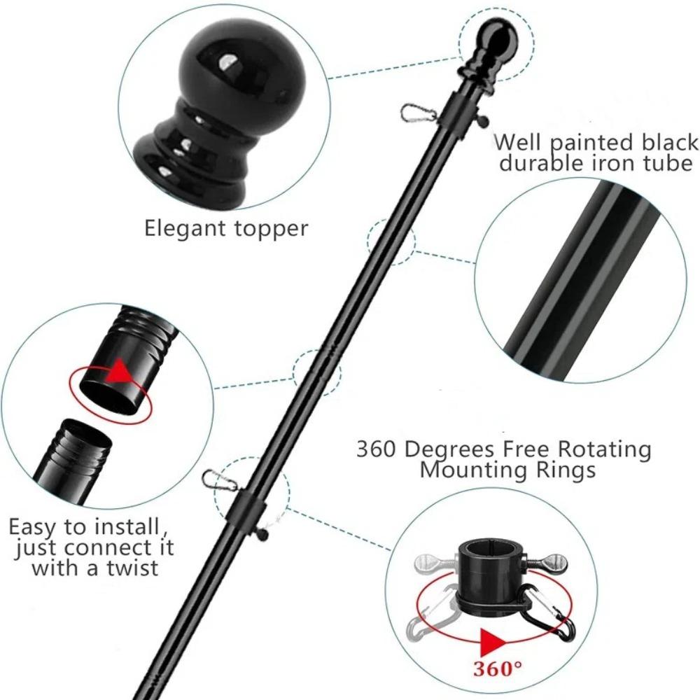 6Ft Flag Pole Kit Stainless Steel Heavy Duty Rotating Flag Collapsible 360 Degree Rotating Stand Flagpole Yard Banner Holder