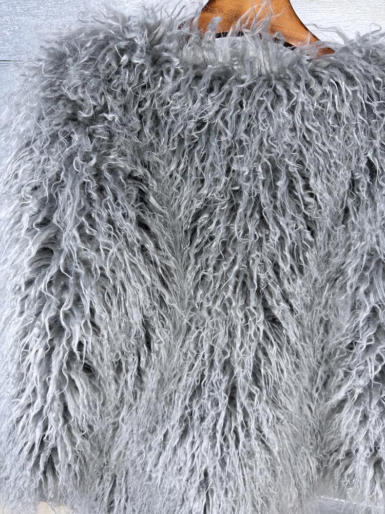 Korean Style Women's Tan Faux Lamb Wool Mid-Length Coat