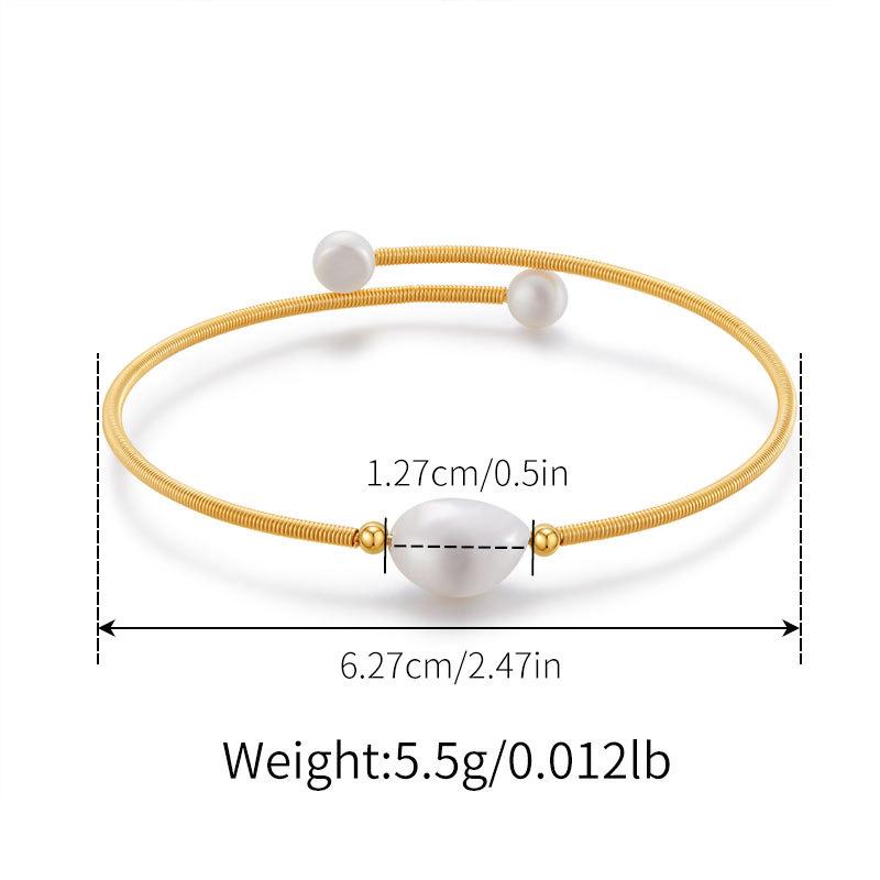 Thin Baroque Freshwater Pearl Bracelet Gold Plated For Gift Women S Jewelry