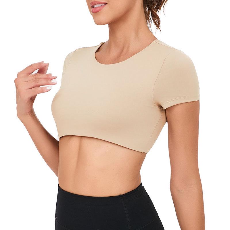 Women's Quick-Dry Short Sleeve Yoga Top - Breathable, Elastic, Tight-Fit, Summer Sport Apparel