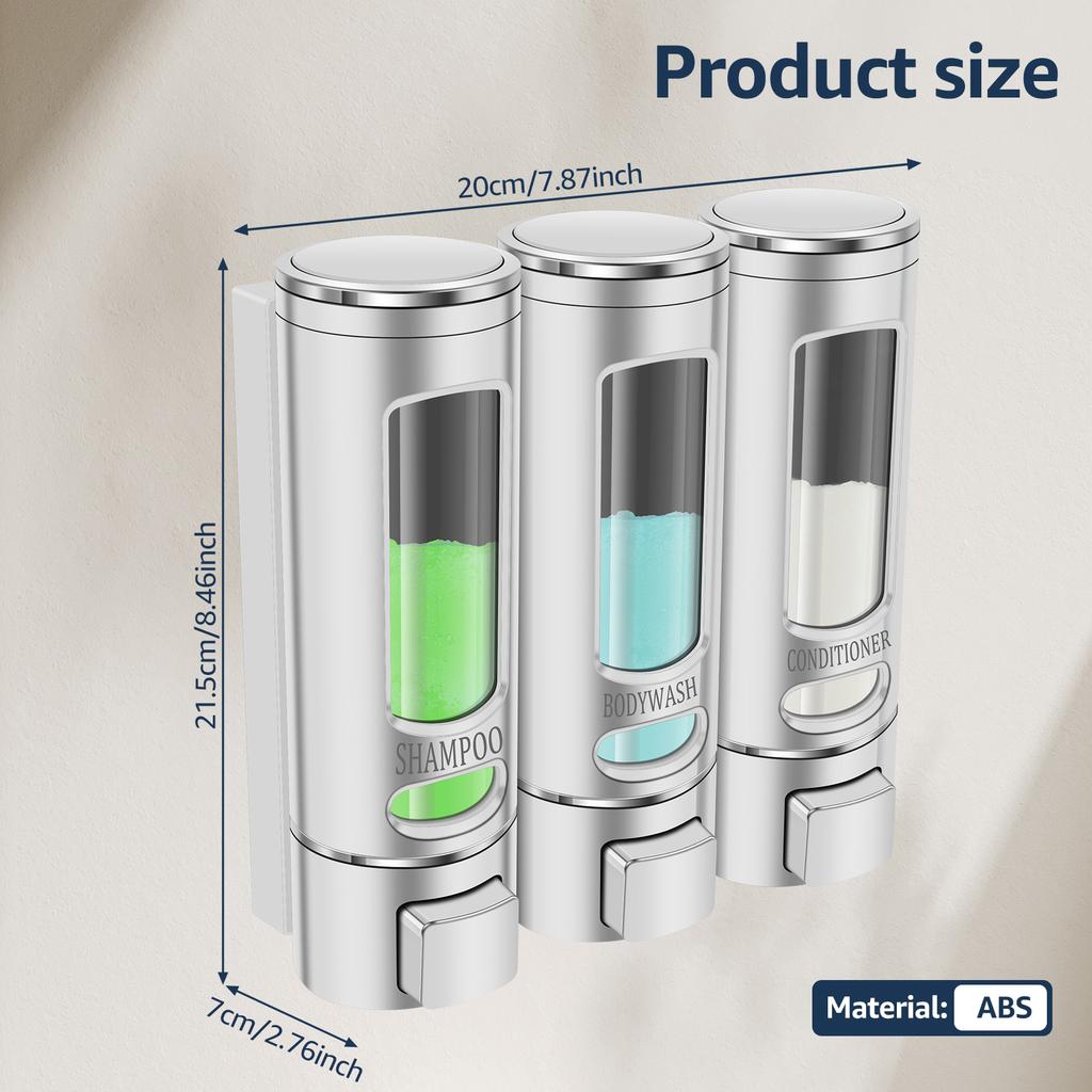Shampoo Dispenser for Shower Wall Shampoo Dispenser Wall Mounted Conditioner Dispenser Refillable Liquid Soap Dispenser Bottle