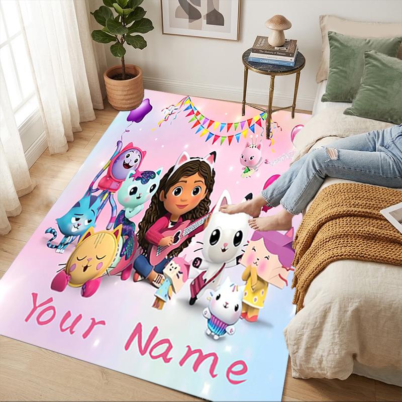 Custom Name Fairy Cat Dreams Living Room Non-Slip Area Rug Soft Carpet for Bedroom Kids Playroom Sofa Office Home Decor Doormat