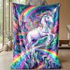 Rainbow Unicorn Art Theme blanket Lightweight Warm Flannel Blanket Decorative Throw Blanket for Home Decoration