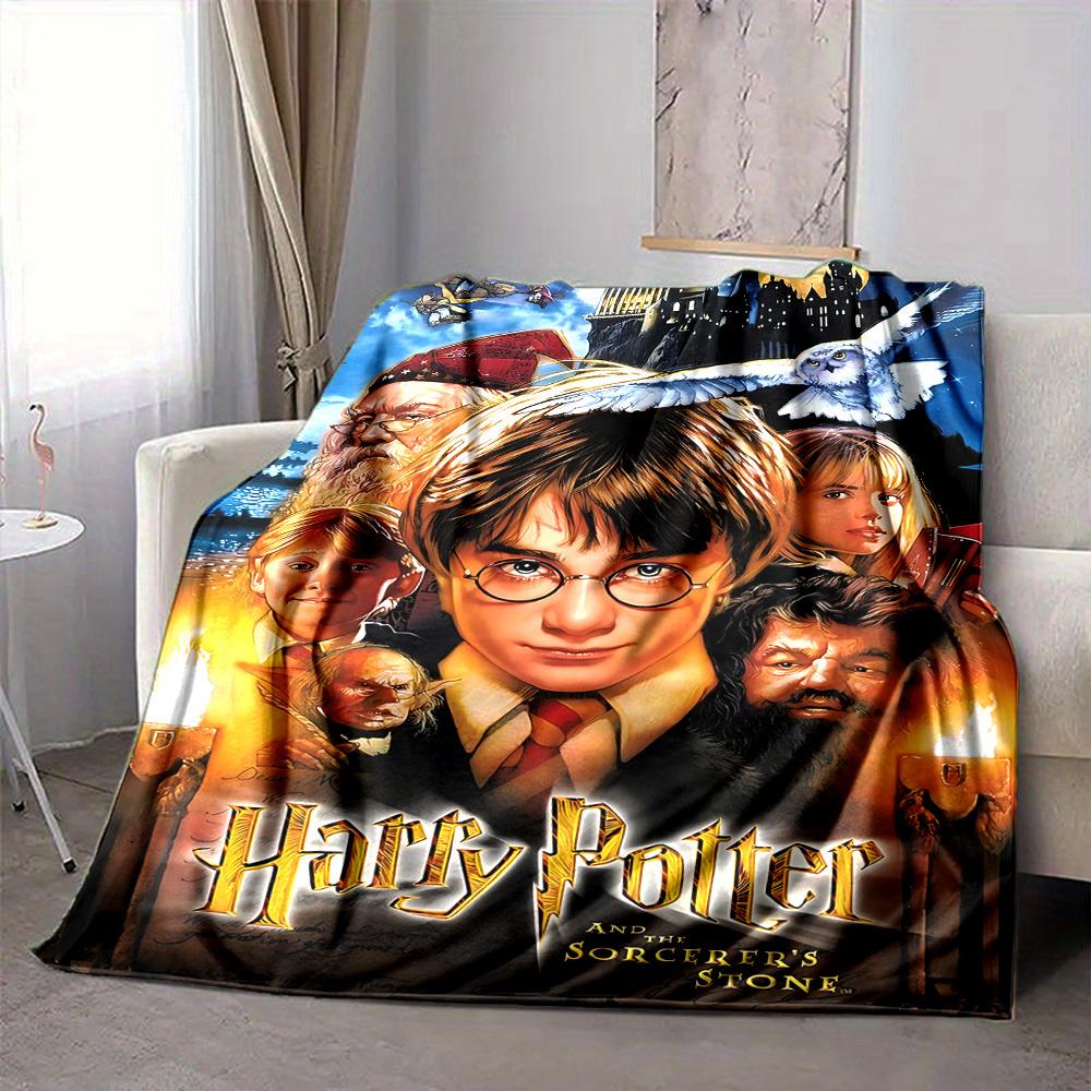 1pc Harry Potter Flannel Throw Blanket - HD Printed Lightweight Soft Warm All-Season Blanket for Sofa, Bed, Travel, Camping 100