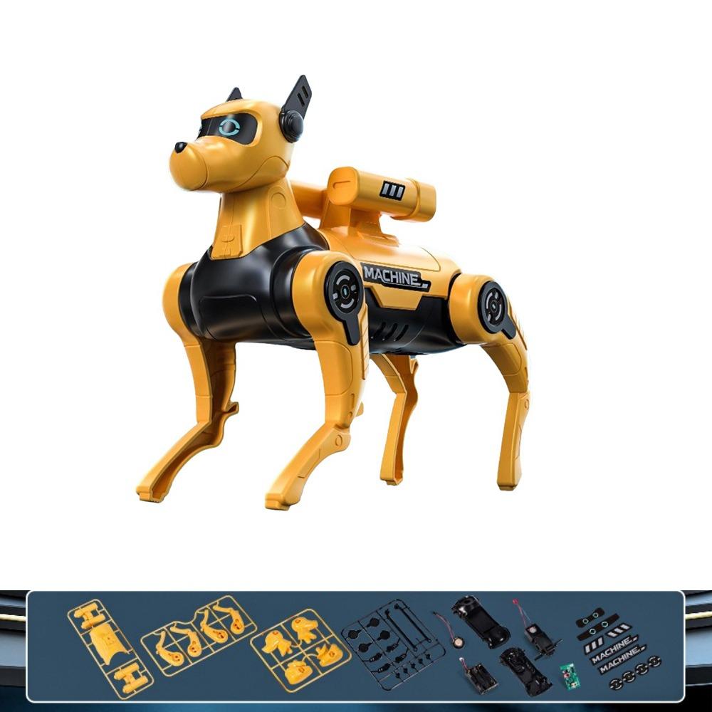 DIY Assembled Electric Robot Dog Voice Controlled Simulated Pet Puppy Children s Educational жёлтый