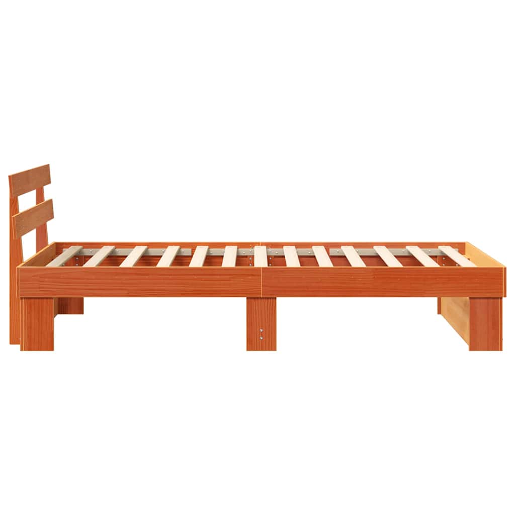 Bed Frame Wax Brown 90 x 200 cm Solid Pine Wood