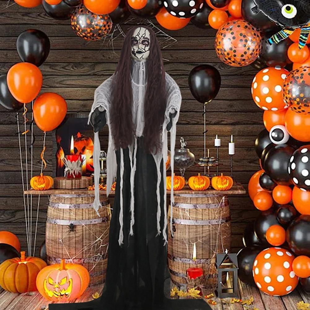 Halloween Bride Prop Halloween Ghost Bride Decorations with Sound Lights for Haunted House Prop Skeleton Ornament Animatronic