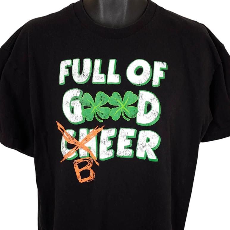 

St Patricks Day 100% Cotton T-shirt Mens Tees Top Mens Size XL Black Full Of Good Beer Cheer St Paddys M