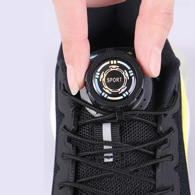 New Automatic Shoelaces Without Ties Black White Swivel Buckle Shoe Laces Thick Rope Sneakers Easy Installation No Tie Shoelace