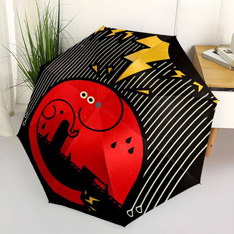 1pc Elephant Storm Automatic Folding Umbrella - Compact 8-Rib Design, Durable Plastic & Iron, Lightweight for Outdoor Daily Use029