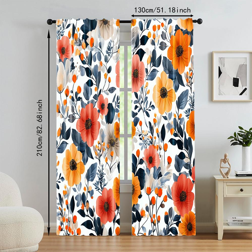 Set Of 2 Versatile Polyester Transparent Curtains Home Decoration Leaf Design Use Bedrooms Living Rooms Vintage Made Sitting Room Window Treatment