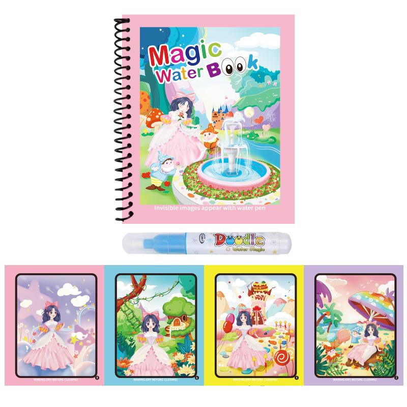 1pc Reusable Water Drawing Book Magic Water Book Mess-Free Magic Painting Pad with Refillable Water Pen Learning Education Toy