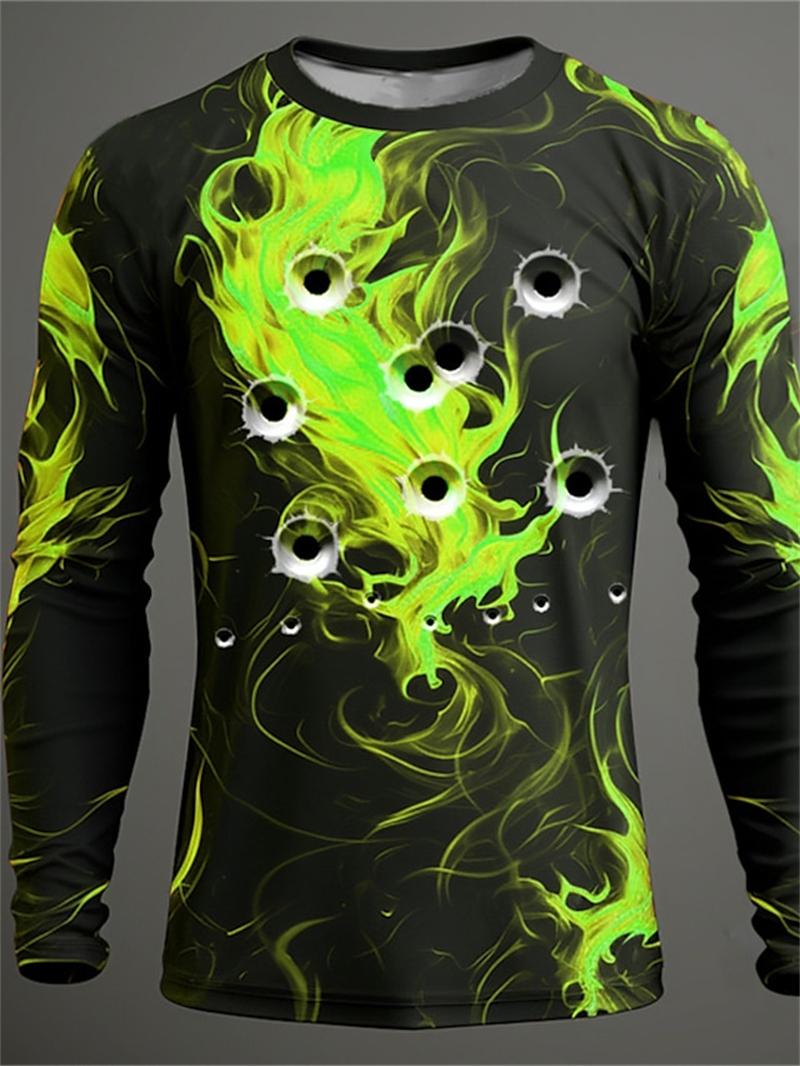 

Футболки с рисунком пламени, мужские футболки с круглым вырезом и длинным рукавом, повседневные модные футболки, топы, уличная одежда, свободные футболки, мужская одежда, футболки больших размеров 6XL